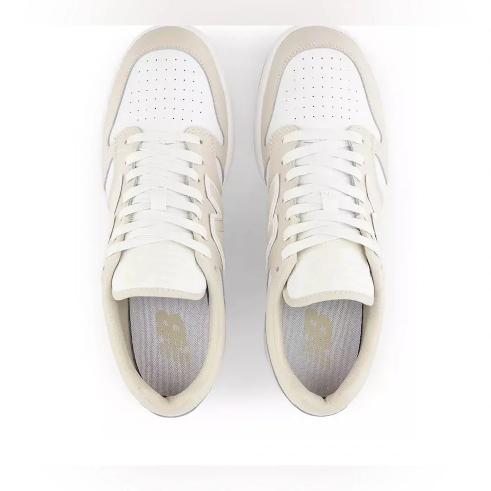 New Balance Beige and White Low-Top Sneakers - Picture 3 of 4